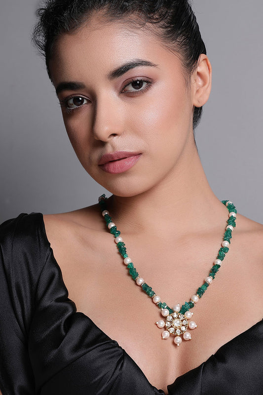 Le Damaris Onyx Kundan Embellished Necklace 