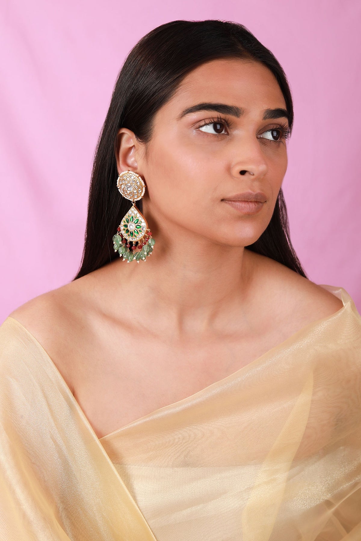 Floral Teardrop Embellished Earrings 