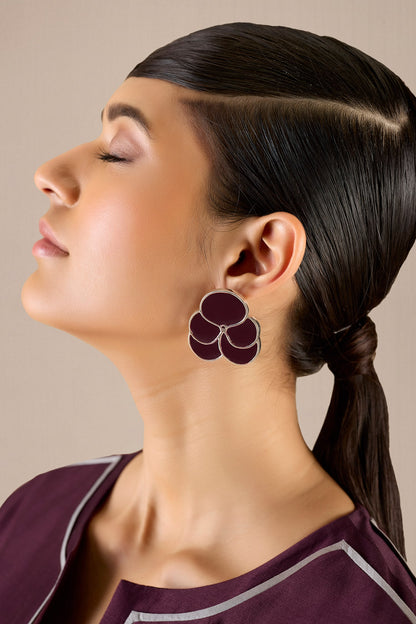 Ismat Engraved Back Enameled Earrings 