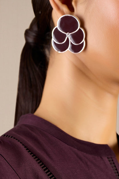 Ismat Engraved Back Enameled Earrings 