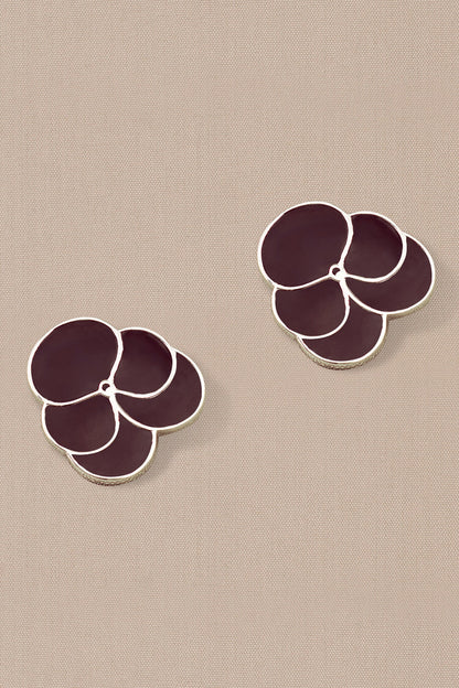 Ismat Engraved Back Enameled Earrings 