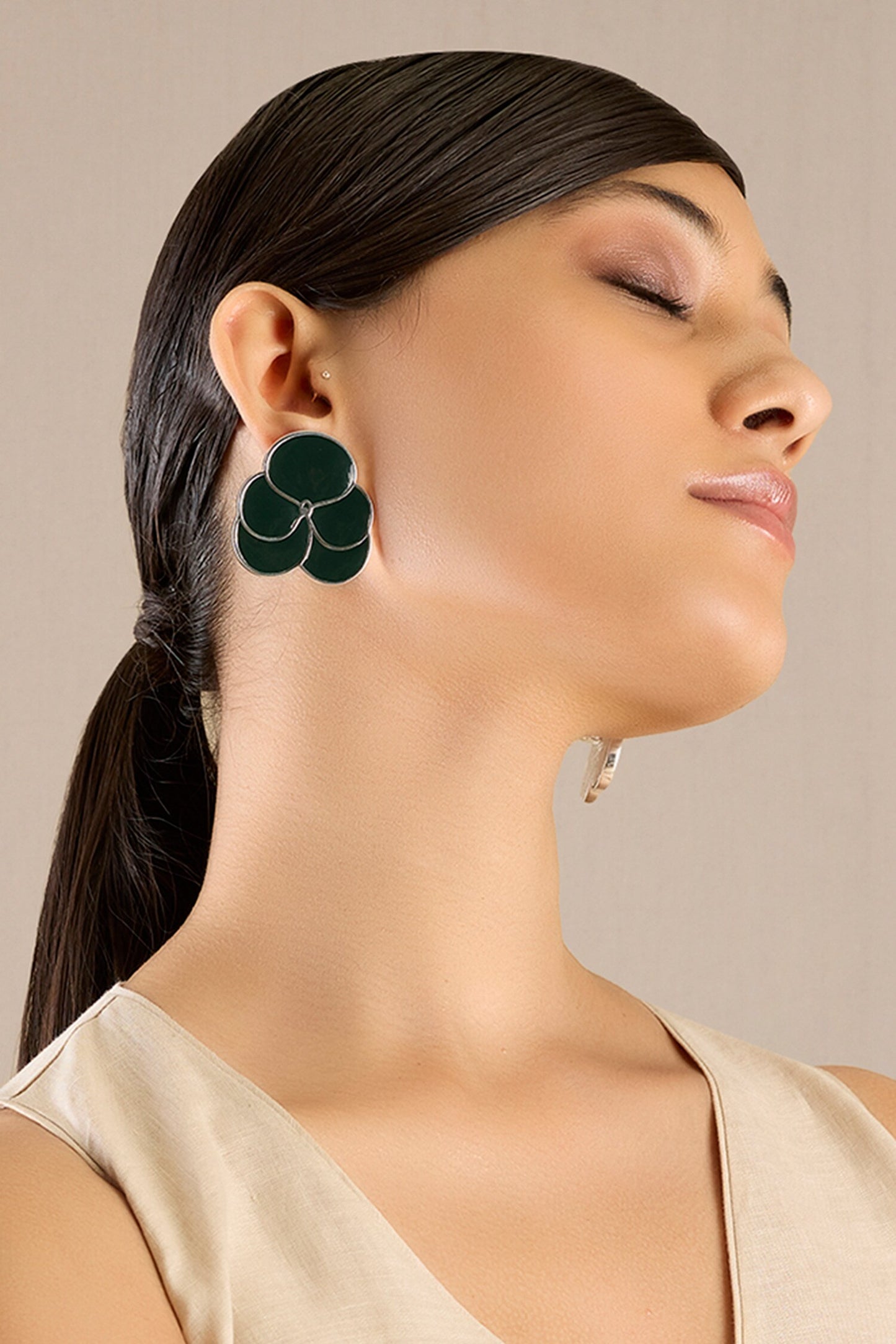 Ismat Enameled Stud Earrings 