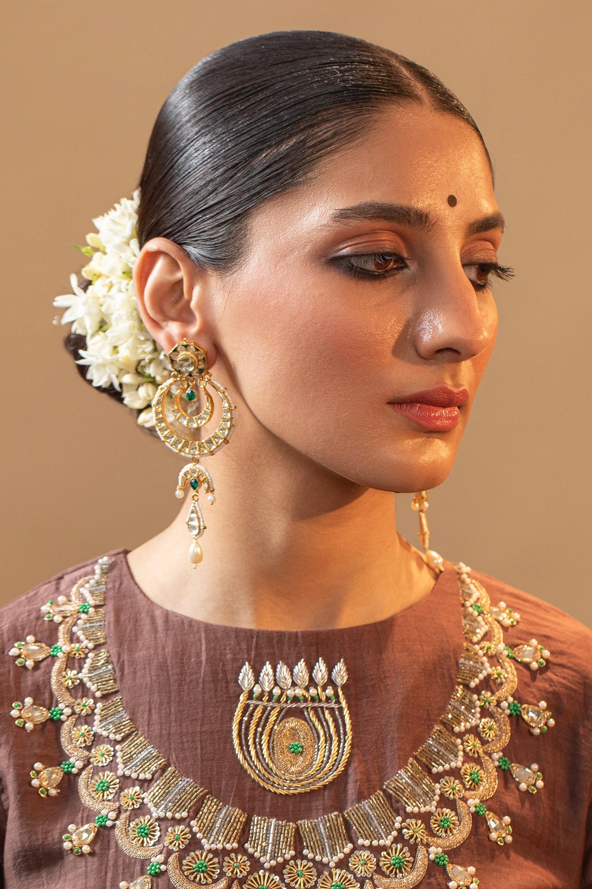 Embellished Kundan Layered Chandbalis 