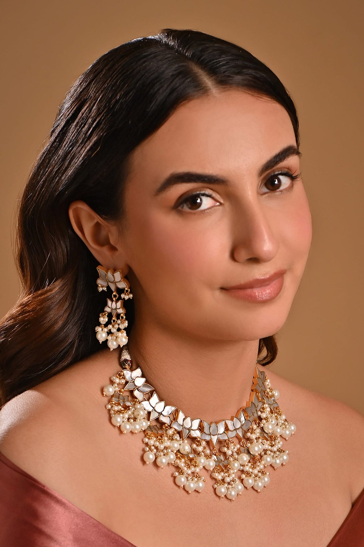 Pachi Kundan Lotus Necklace Set 