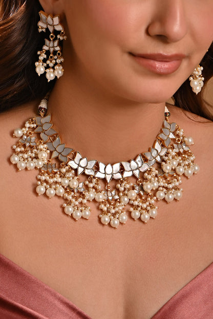 Pachi Kundan Lotus Necklace Set 