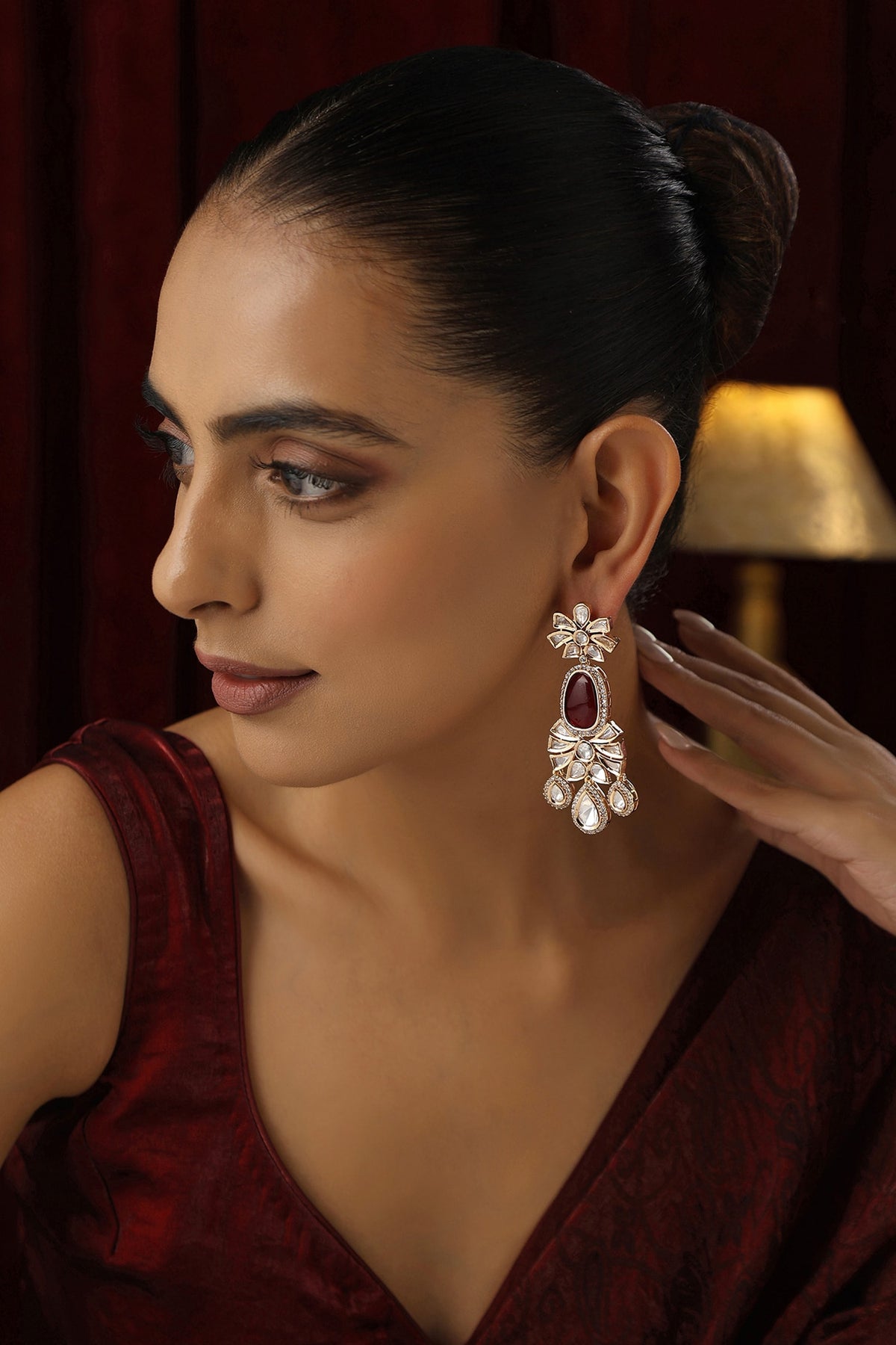 Polki Studded Floral Earrings 
