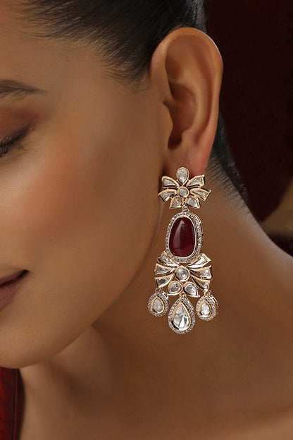Polki Studded Floral Earrings 