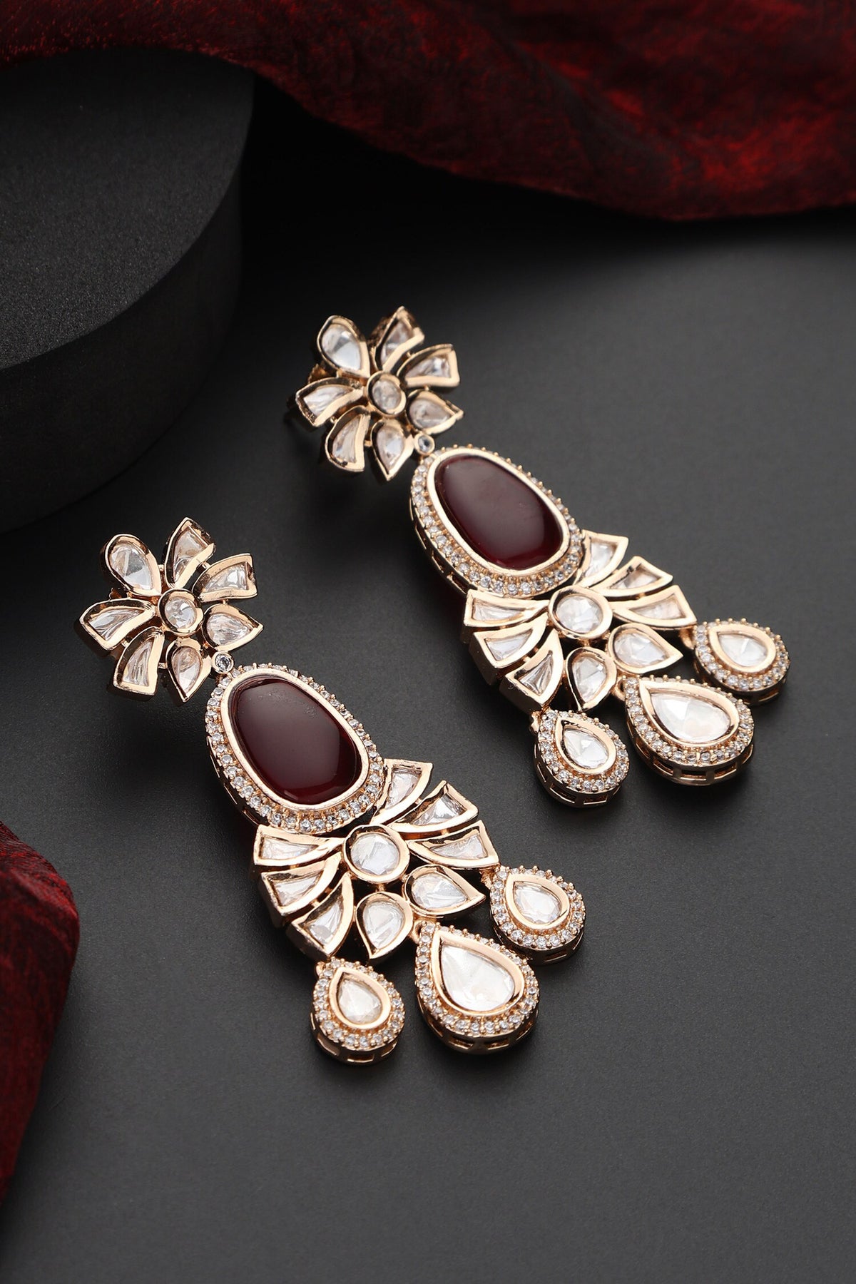 Polki Studded Floral Earrings 
