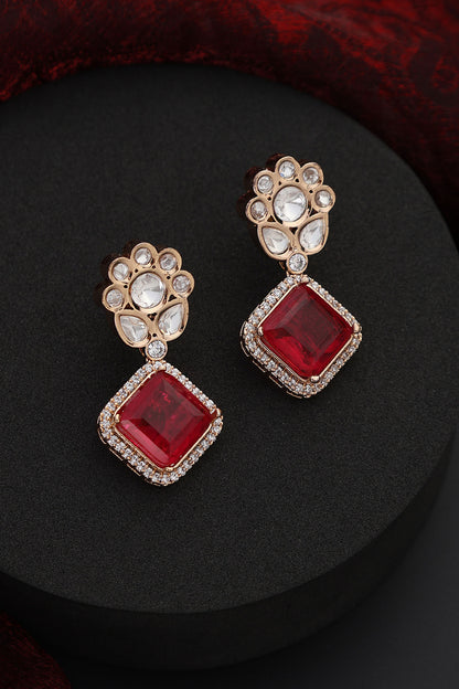 Floral Polki Drop Earrings 