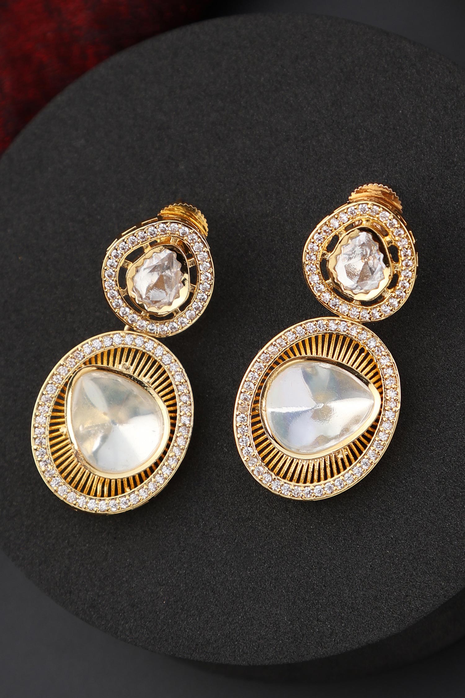 Clear Polki Drop Earrings 