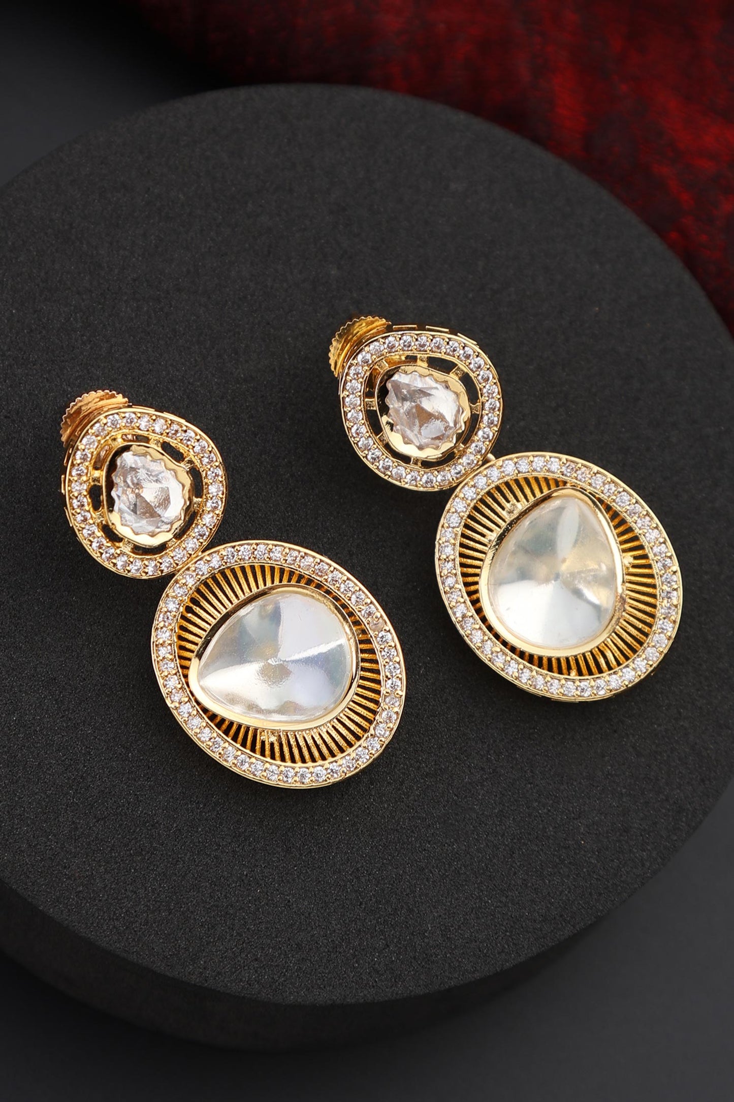 Clear Polki Drop Earrings 