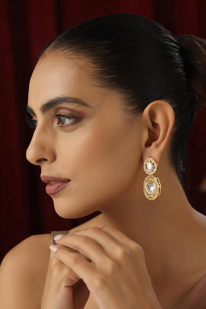 Clear Polki Drop Earrings 