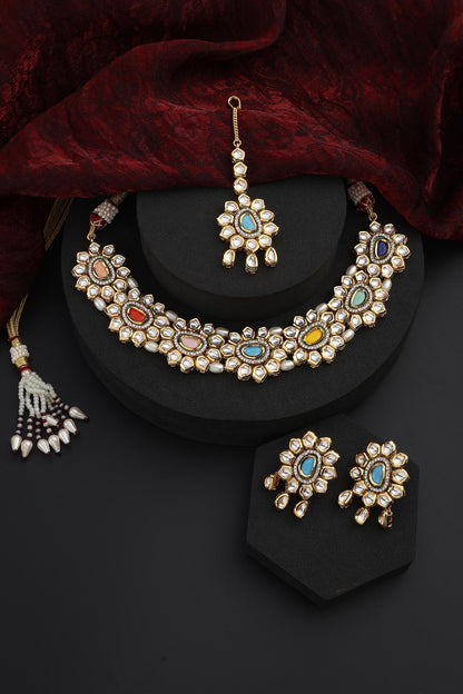 Flower Kundan Studded Choker Set 