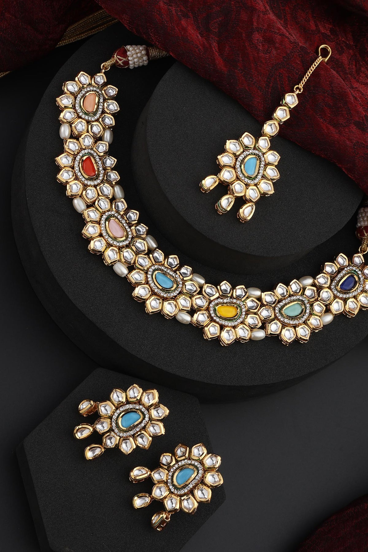 Flower Kundan Studded Choker Set 