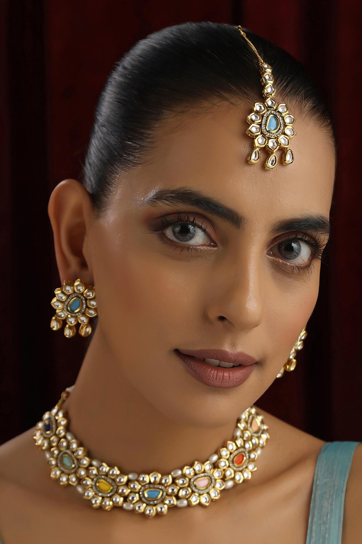 Flower Kundan Studded Choker Set 
