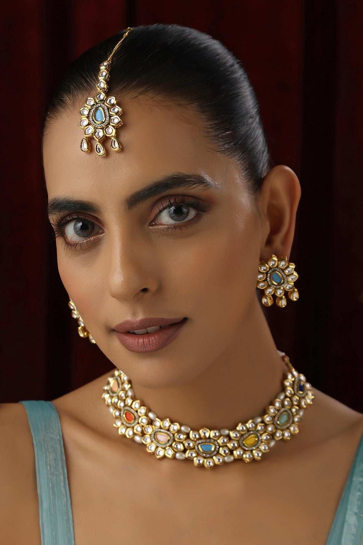 Flower Kundan Studded Choker Set 