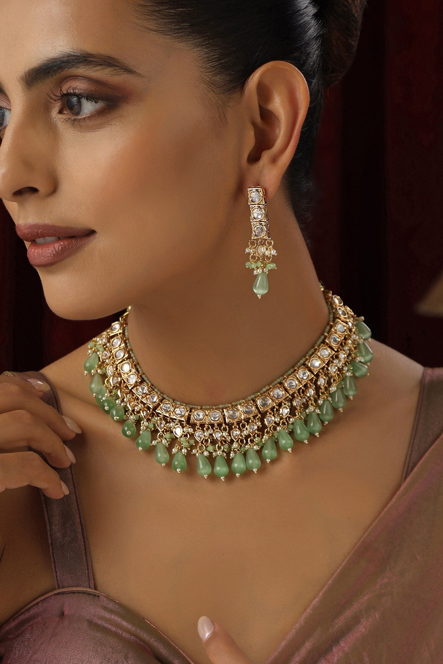 Kundan Studded Bar Choker Set 
