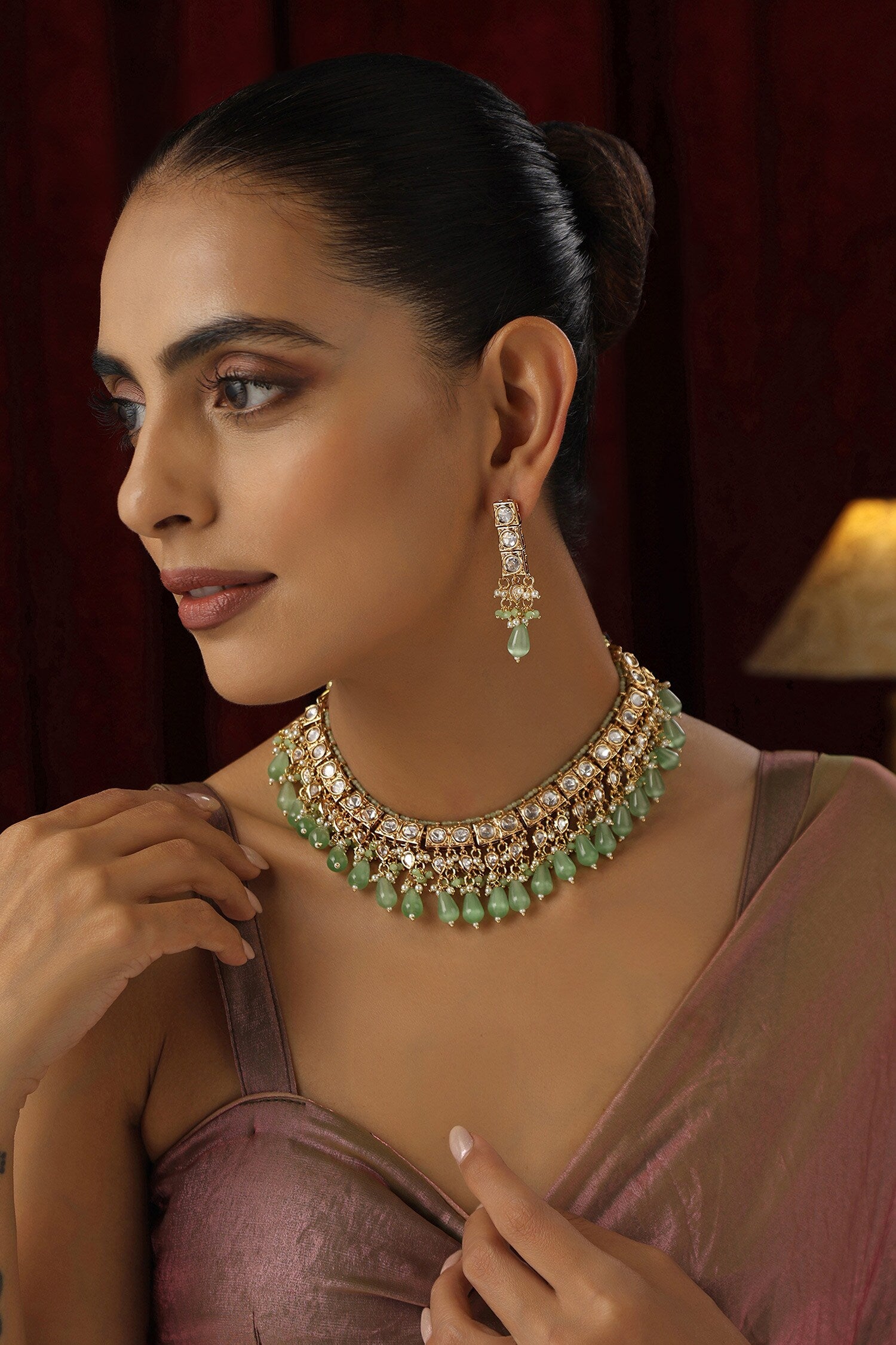 Kundan Studded Bar Choker Set 