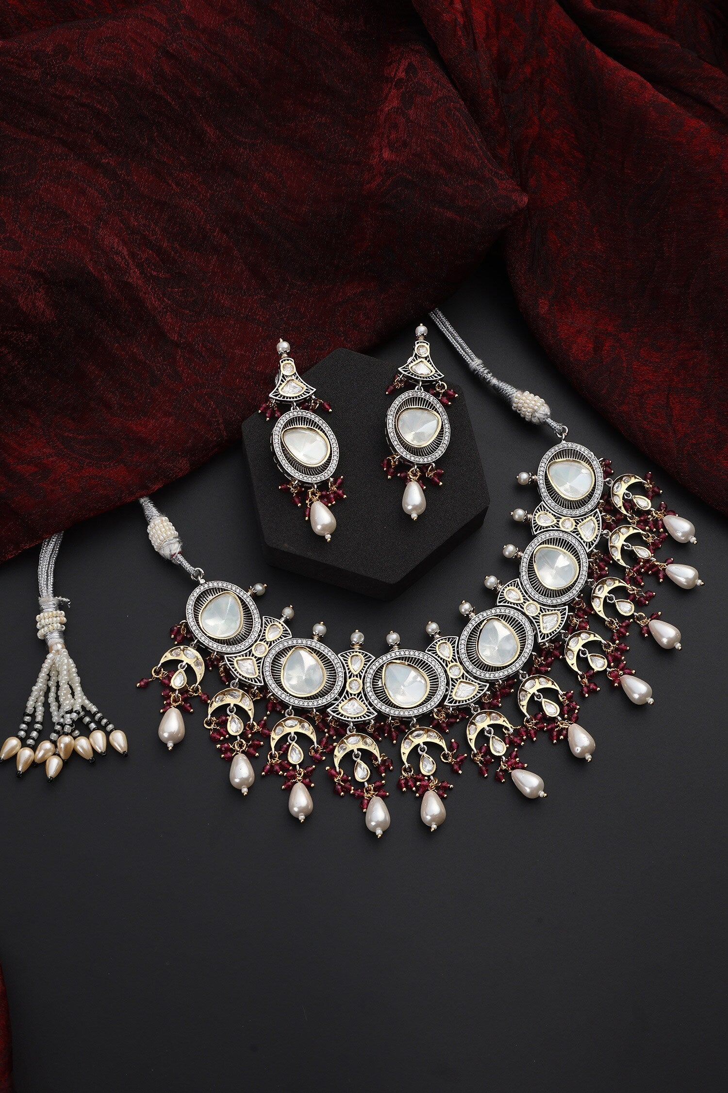 Polki Studded Geometric Choker Set 