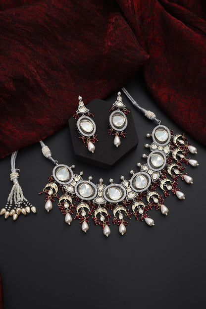 Polki Studded Geometric Choker Set 