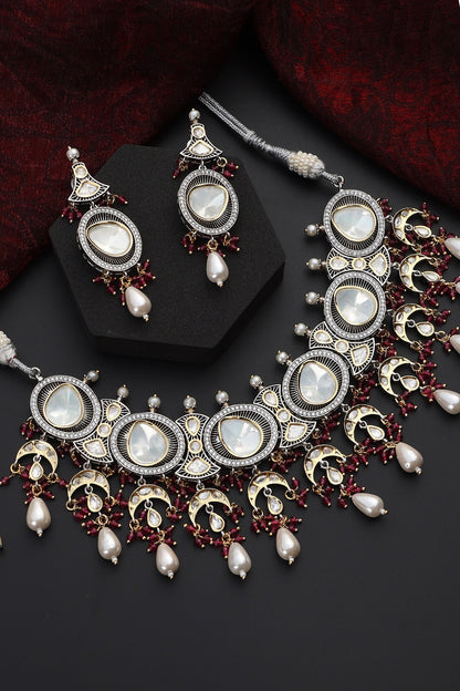 Polki Studded Geometric Choker Set 