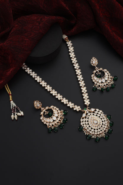 Polki Studded Blossom Drop Necklace Set 