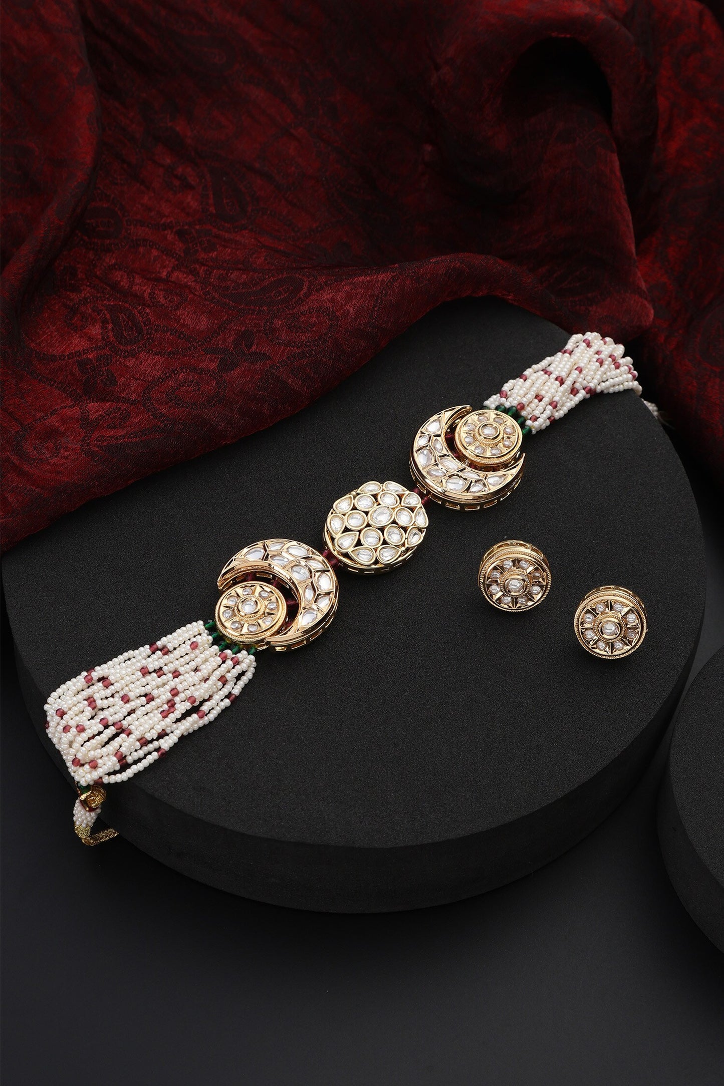 Polki Studded Half Moon Choker Set 