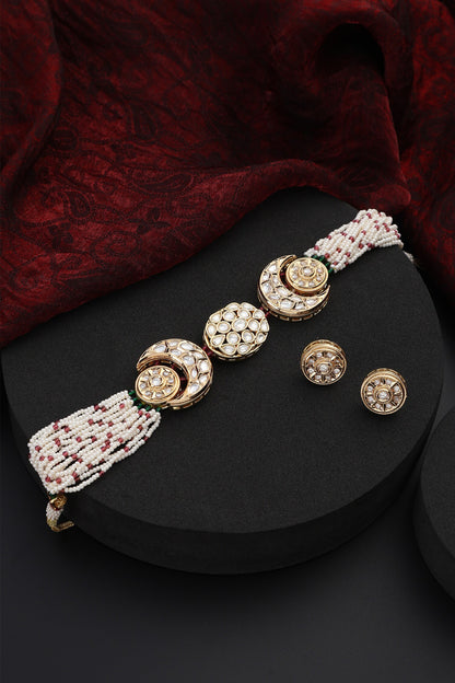 Polki Studded Half Moon Choker Set 