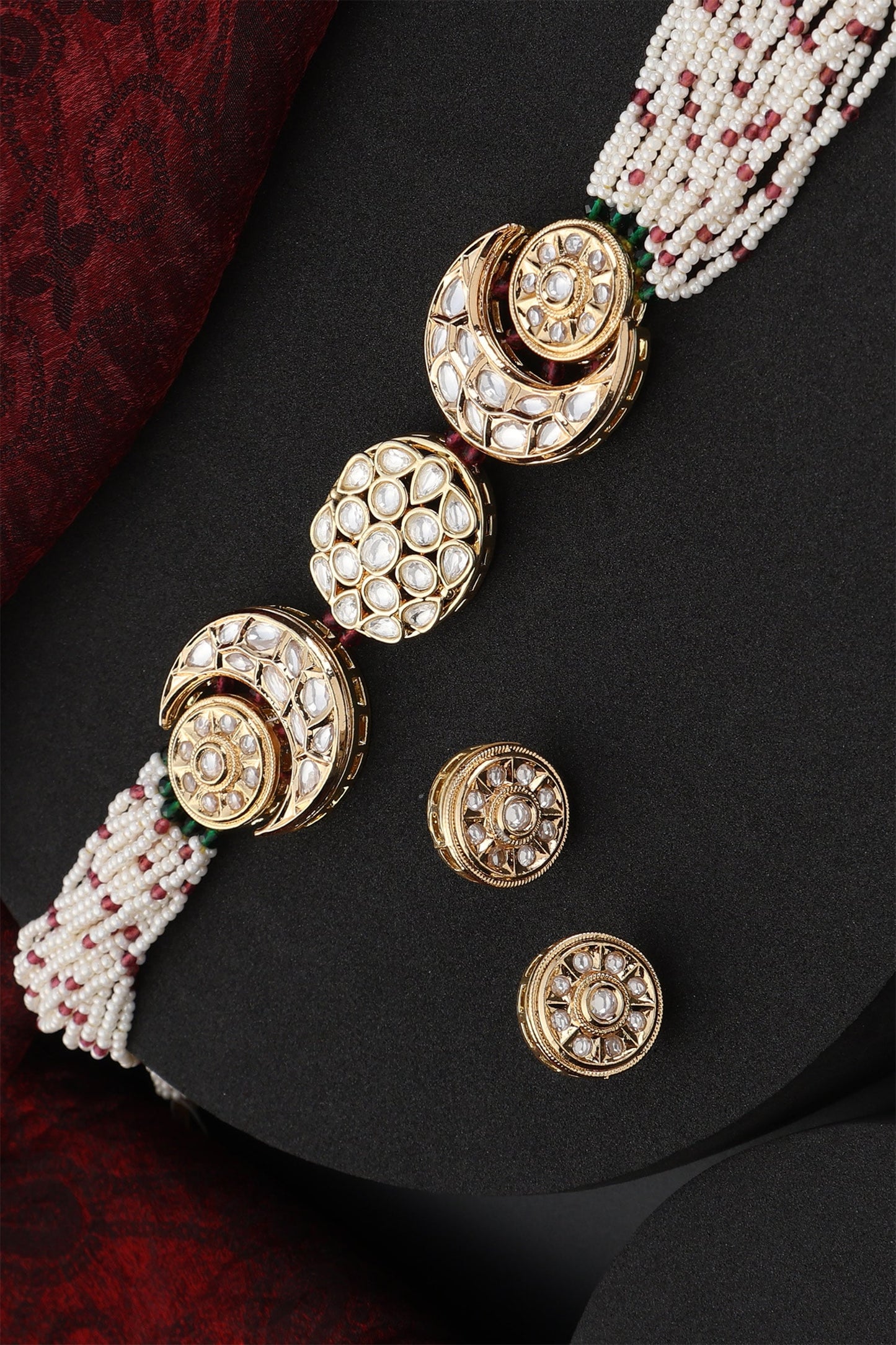Polki Studded Half Moon Choker Set 