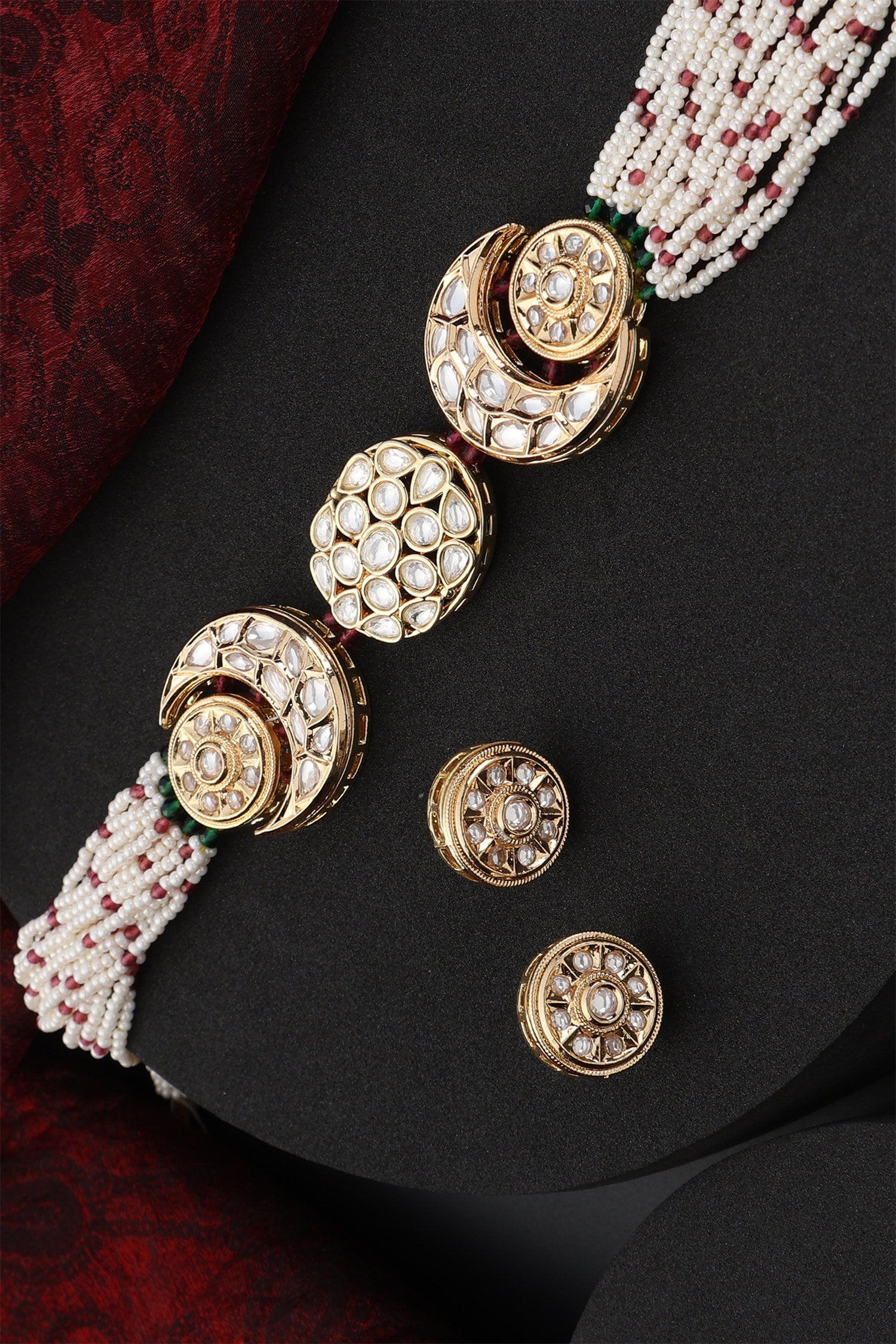 Polki Studded Half Moon Choker Set 