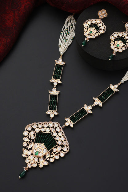 Polki Studded Pendant Necklace Set 