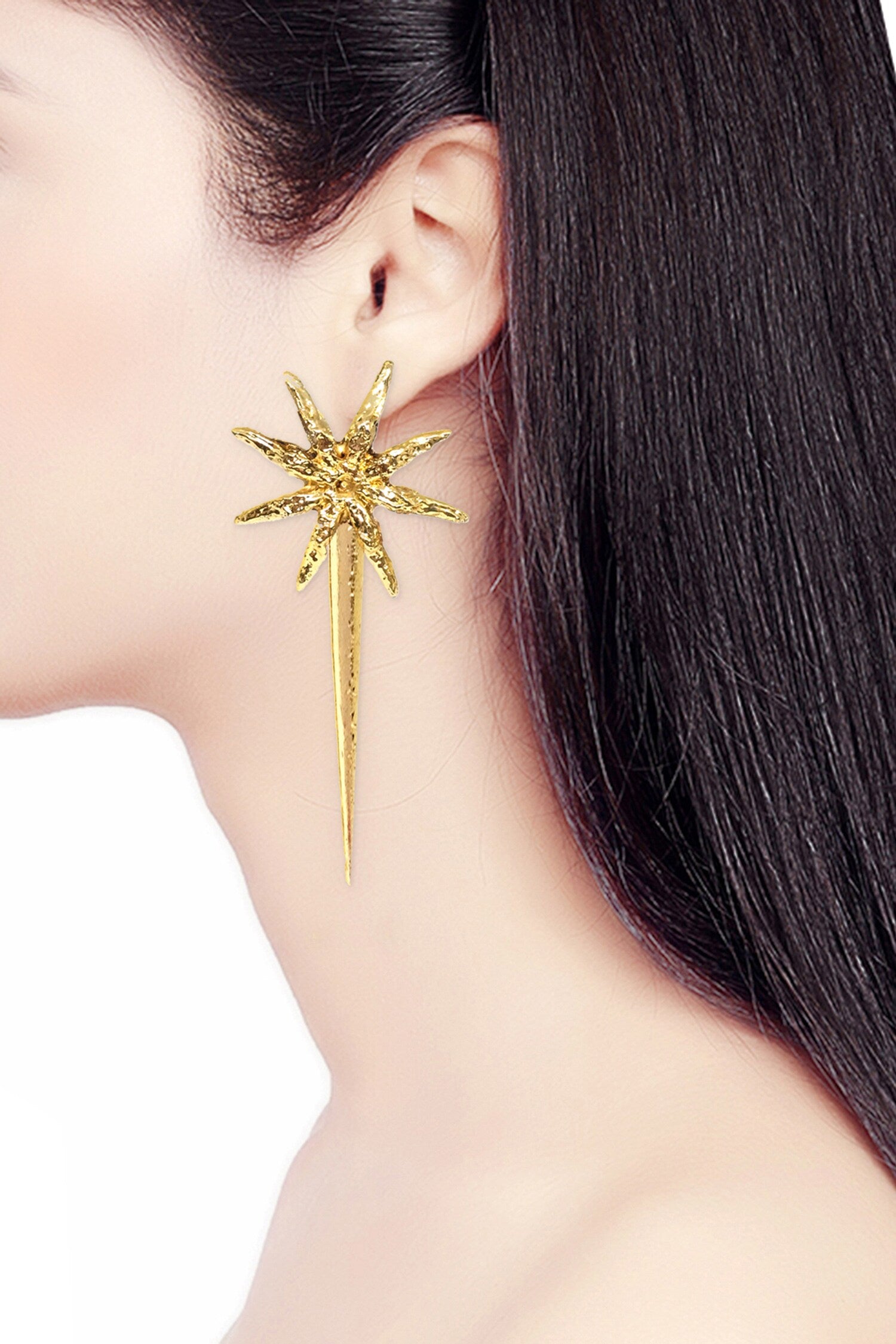 Oversized Star Anise Spike Earrings 