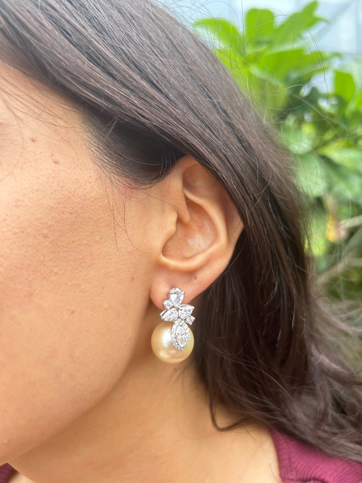 Pearlescent Bloom Embellished Earrings 