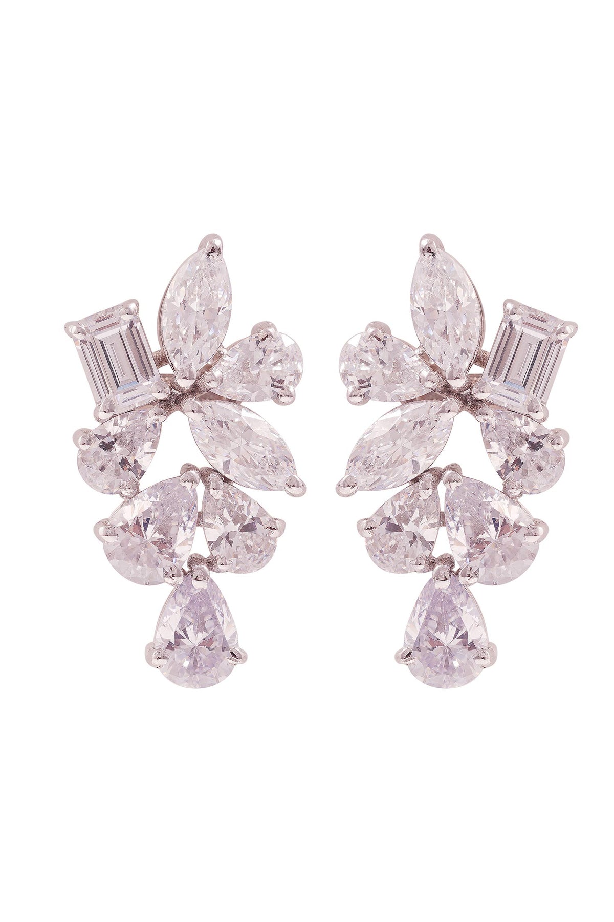 Gleaming Cluster Cubic Zirconia Studded Earrings 