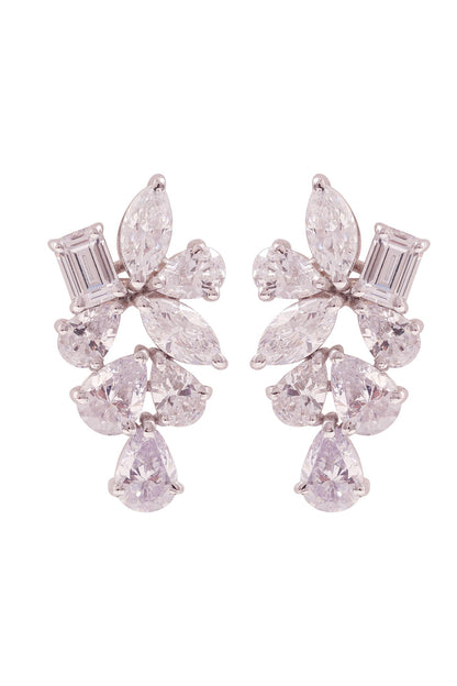 Gleaming Cluster Cubic Zirconia Studded Earrings 