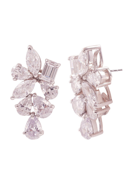 Gleaming Cluster Cubic Zirconia Studded Earrings 