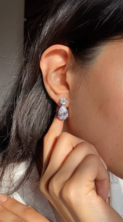 Solitaire Teardrop Earrings 