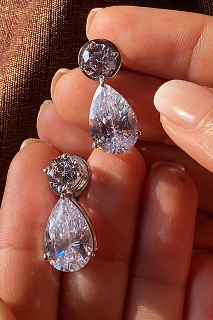 Solitaire Teardrop Earrings 