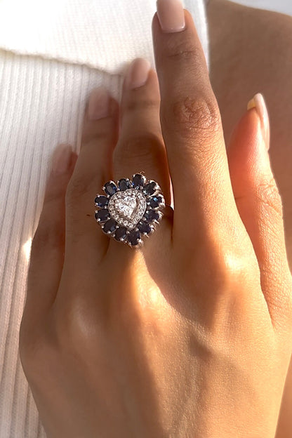 Ocean Heart Solitaire Ring 