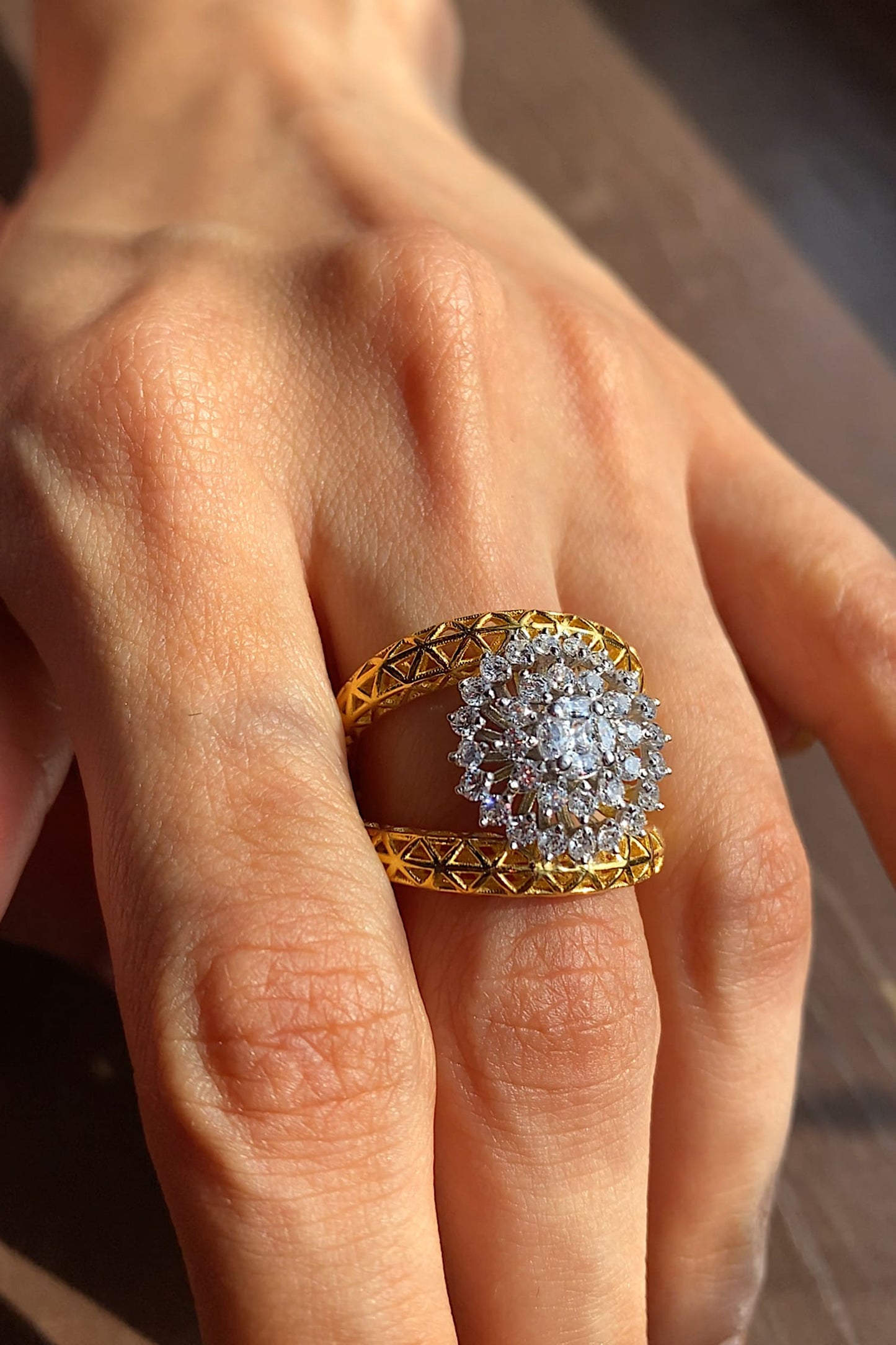 Azalea Floral Stone Set Ring 
