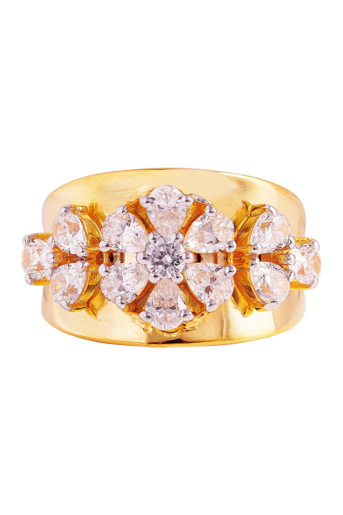 Sunlit Petal Stone Studded Ring 