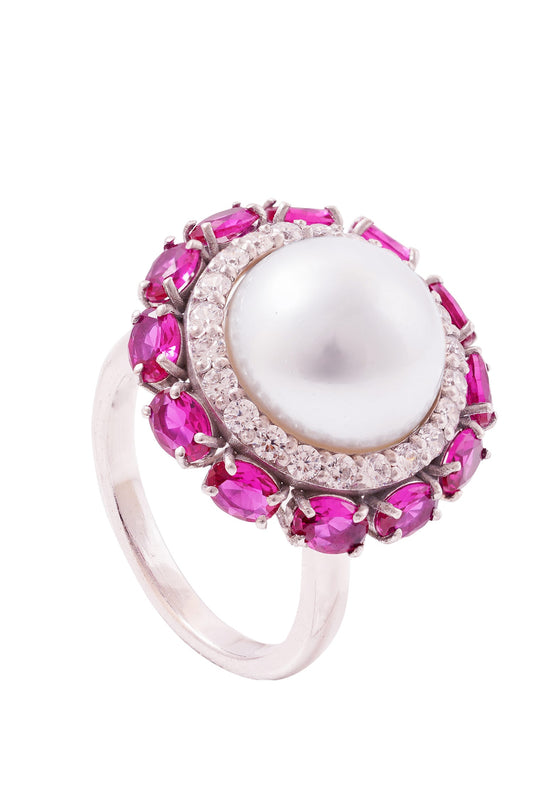 Pearl Crown Cutwork Ring 