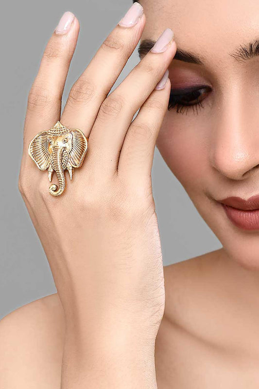 Gajamukh Carved Ring 
