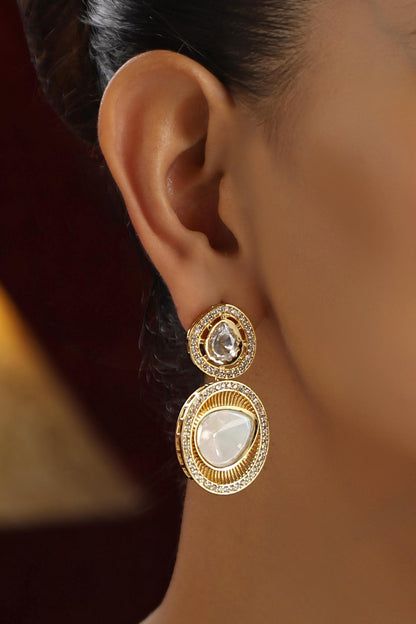 Clear Polki Drop Earrings 