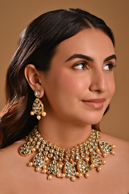 Meenakari Drop Pattern Choker Set 