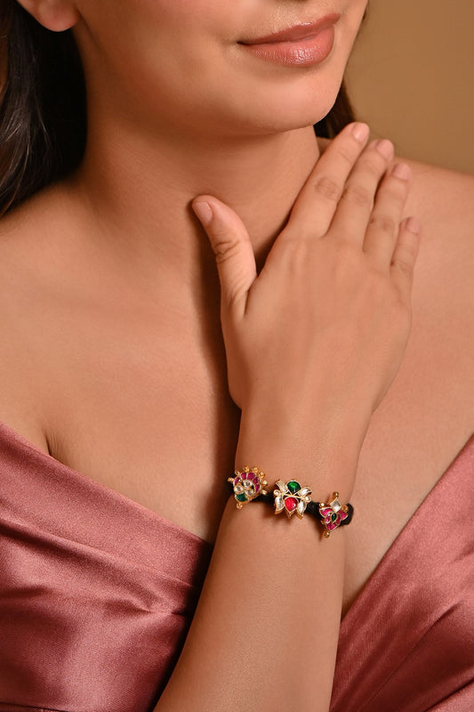 Pachi Kundan Floral Bracelet 