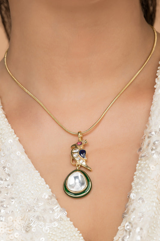 Parizad Studded Parrot Dop Pendant Necklace 