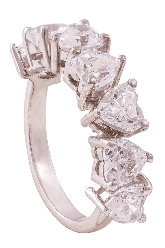 Heart Shape Half Eternity Ring 