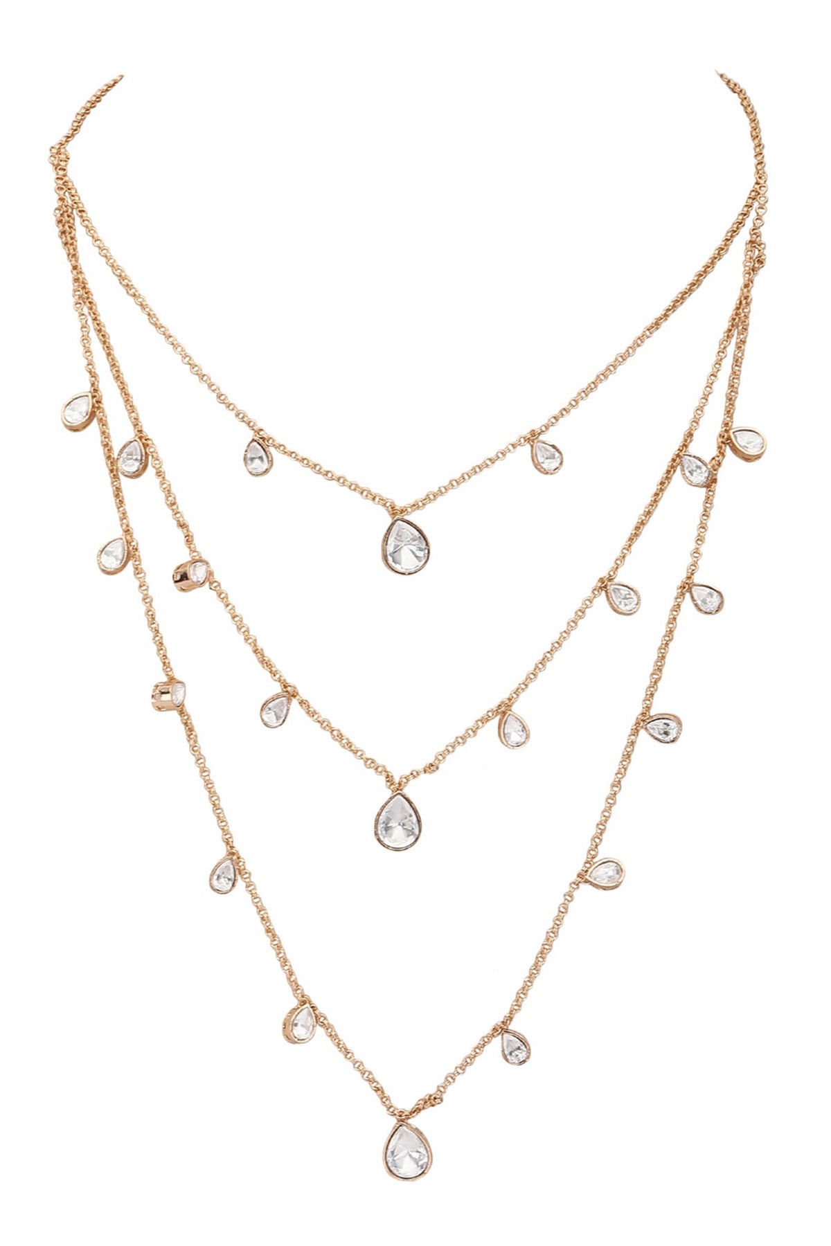 Stone Embellished Layered Necklace Set 
