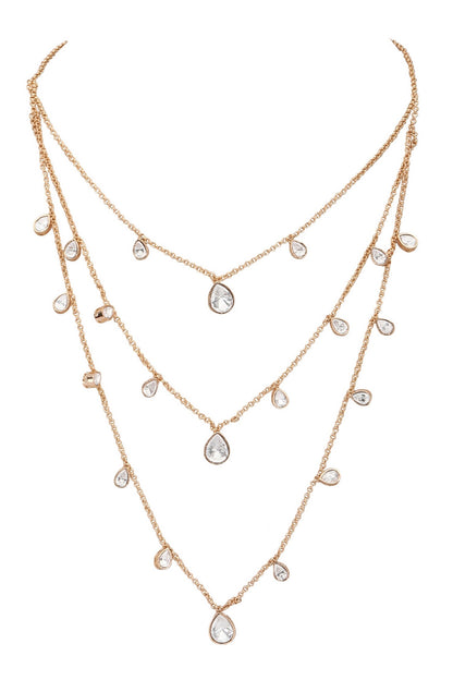 Stone Embellished Layered Necklace Set 